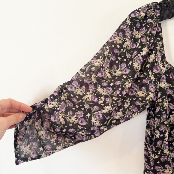 ASTR THE LABEL PURPLE FLORAL OFF THE SHOULDER ASYMMETRICAL DRESS M - Picture 6 of 10